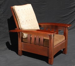 Original Vintage L & J G Stickley Bow Arm Morris Chair with Slats Model #406